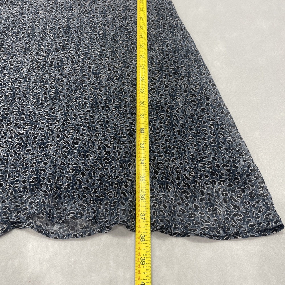Caballero Collection Sheer Chiffon Leopard Print  Blue Gray Midi Dress Size M - Picture 8 of 9